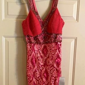 Sue Wong embellished pink dress